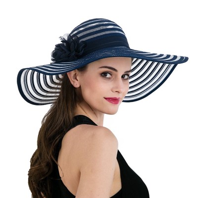 Summer s Ladies Wide Large Brim Sun Hat Soft Floppy Elegant Stripe Hat T238  eb-68002260